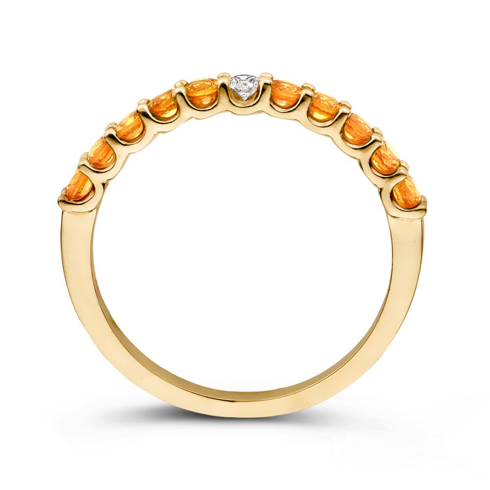 Anillo de oro amarillo de 18kt con zafiros naranjas y brillantes blancos – Van der Kooij Exclusivo