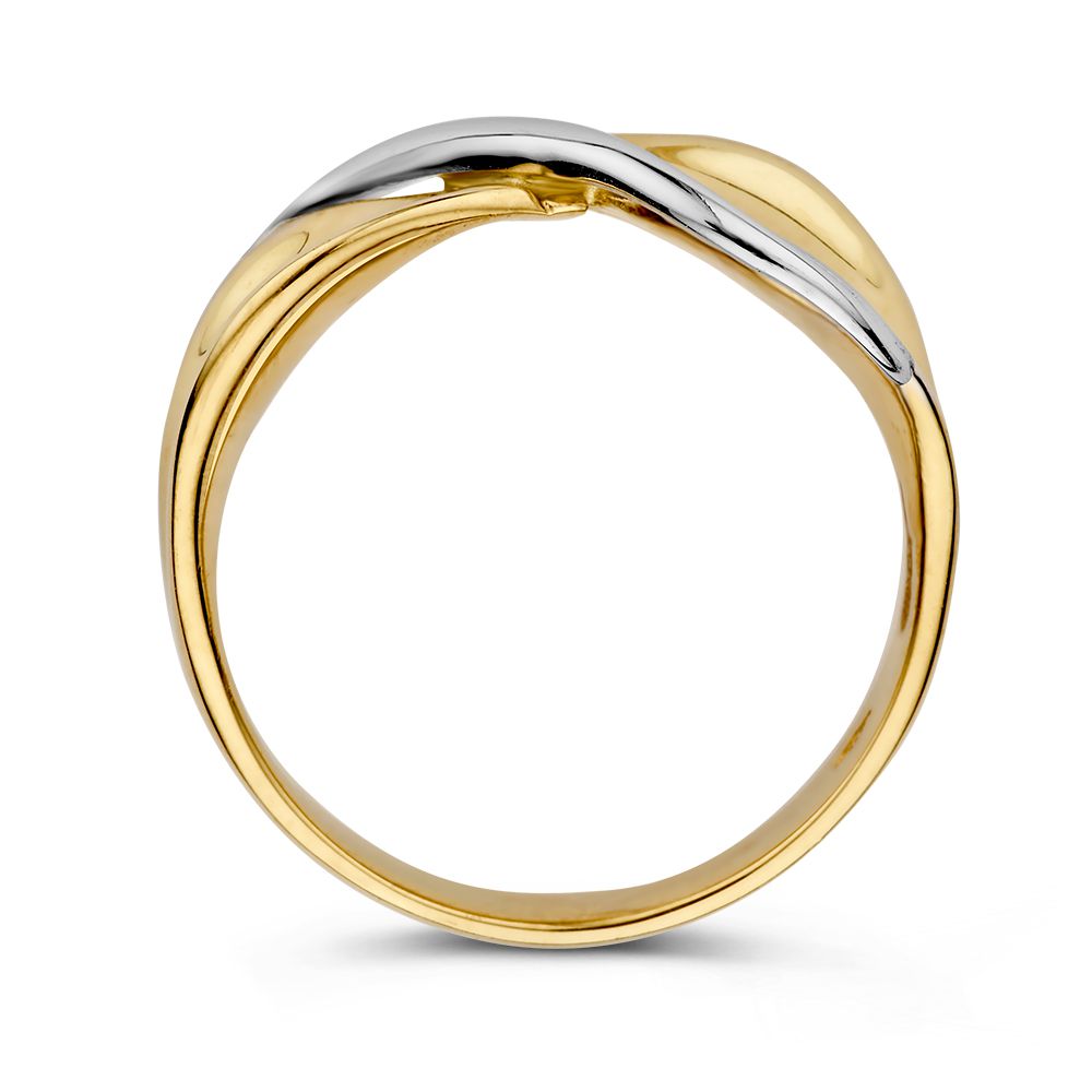Anillo de mujer bicolor de 14 quilates - Elegancia en oro amarillo y oro blanco