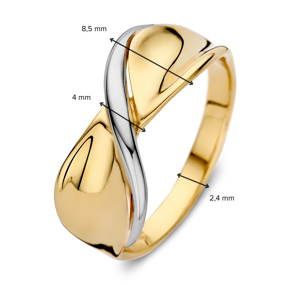 Anillo de mujer bicolor de 14 quilates - Elegancia en oro amarillo y oro blanco