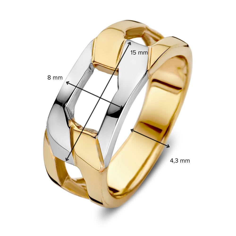 Anillo de mujer bicolor de 14 quilates - Conexión en oro amarillo y oro blanco