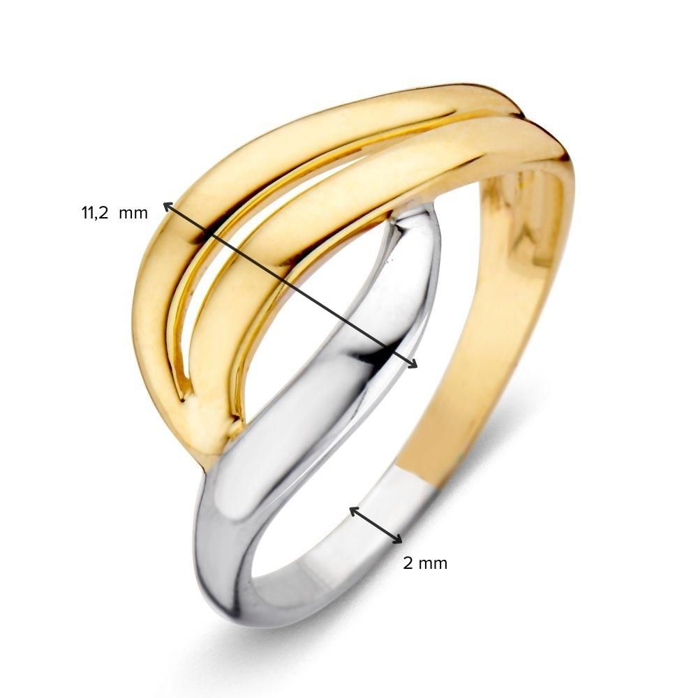 Anillo de mujer bicolor de 14 quilates - Elegancia en oro amarillo y oro blanco