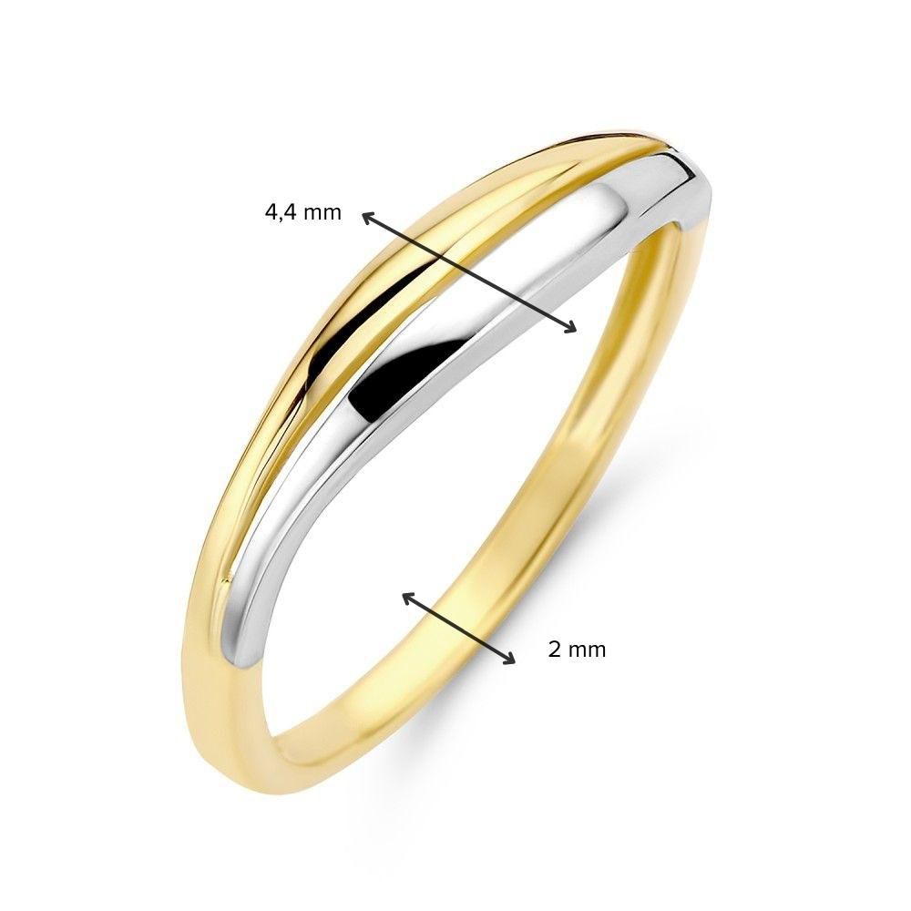 Anillo de mujer bicolor de oro amarillo y oro blanco de 14 quilates