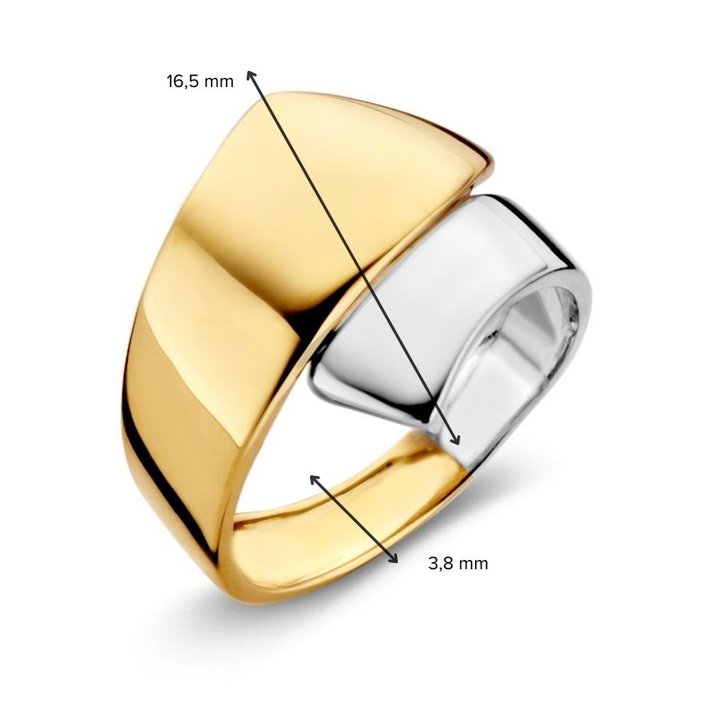 Anillo de mujer bicolor de 14 quilates - lujo en oro amarillo y oro blanco