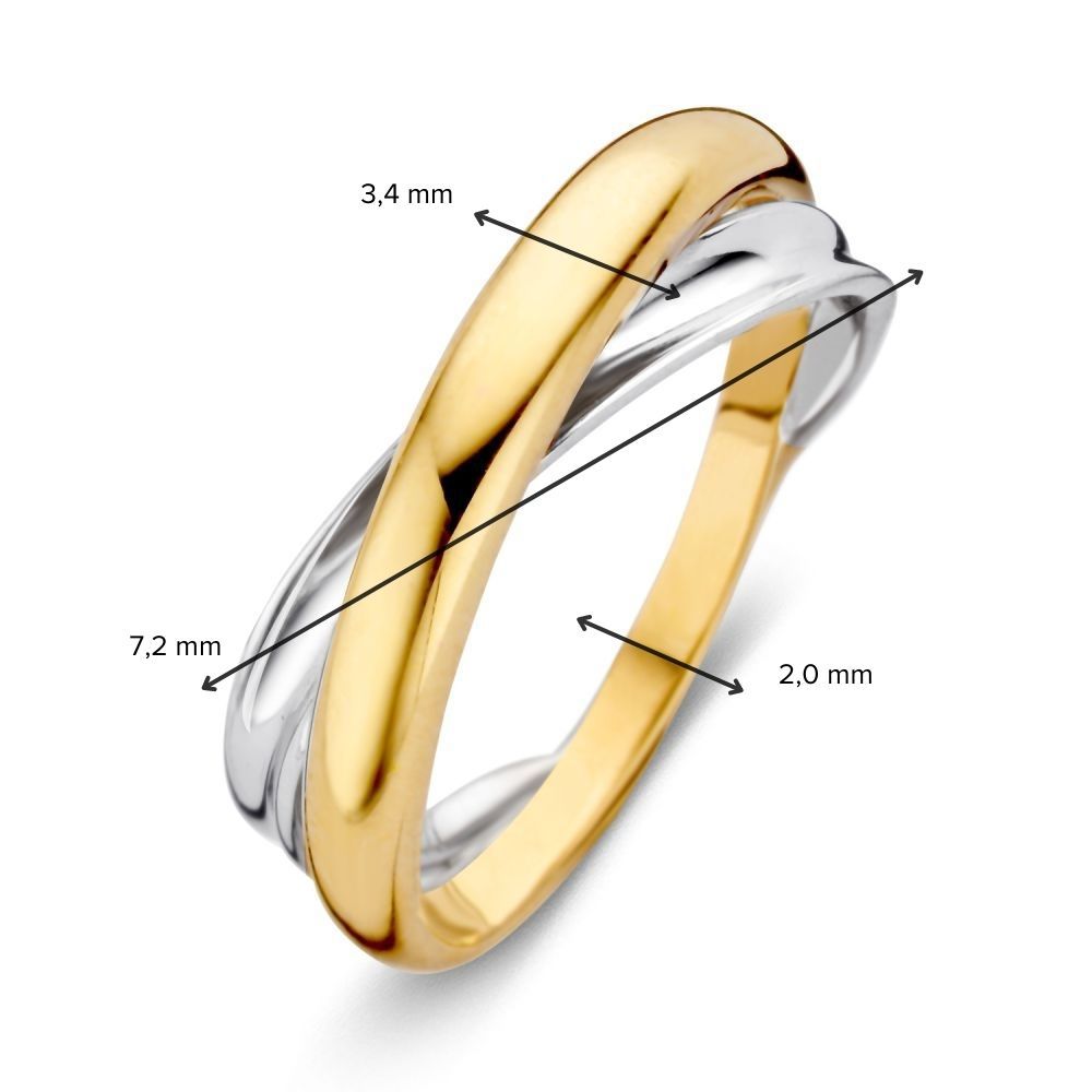 Anillo de mujer bicolor de 14 quilates - lujo en oro amarillo y oro blanco
