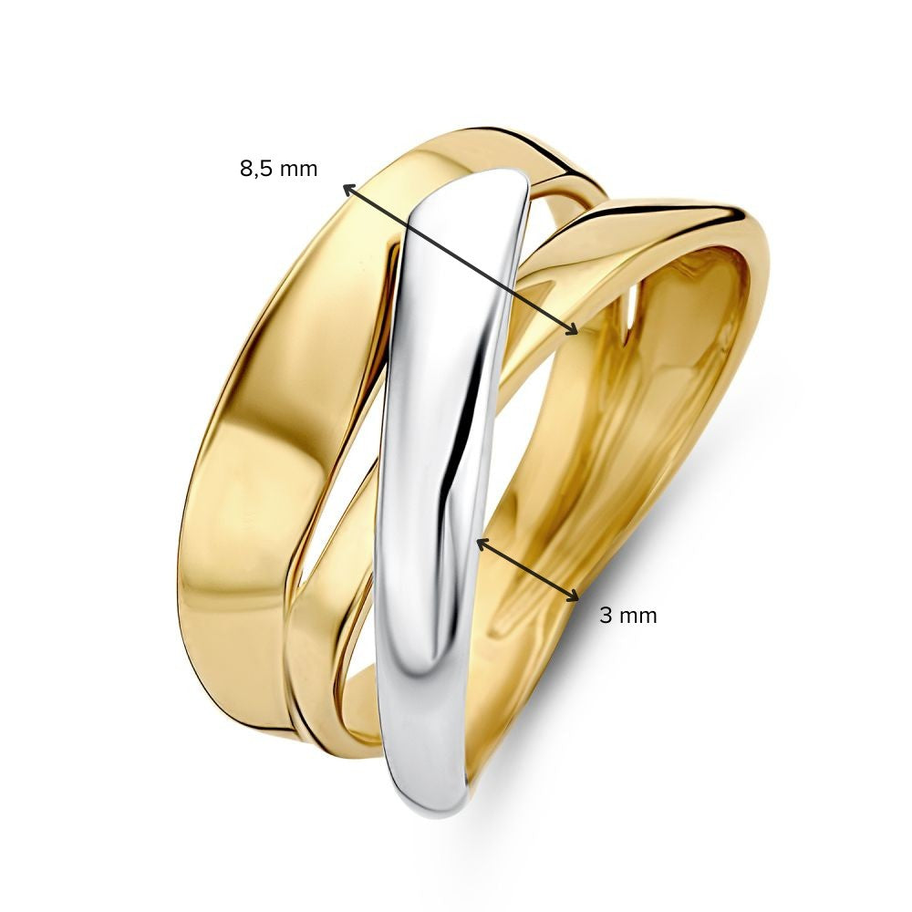 Anillo de mujer bicolor de oro amarillo y oro blanco de 14 quilates