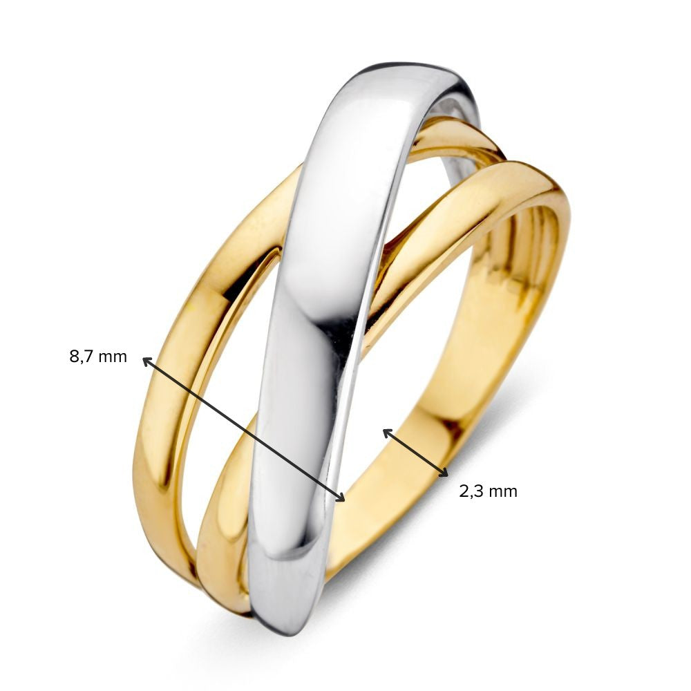 Anillo de mujer bicolor de 14 quilates – Lujo sutil y refinamiento atemporal