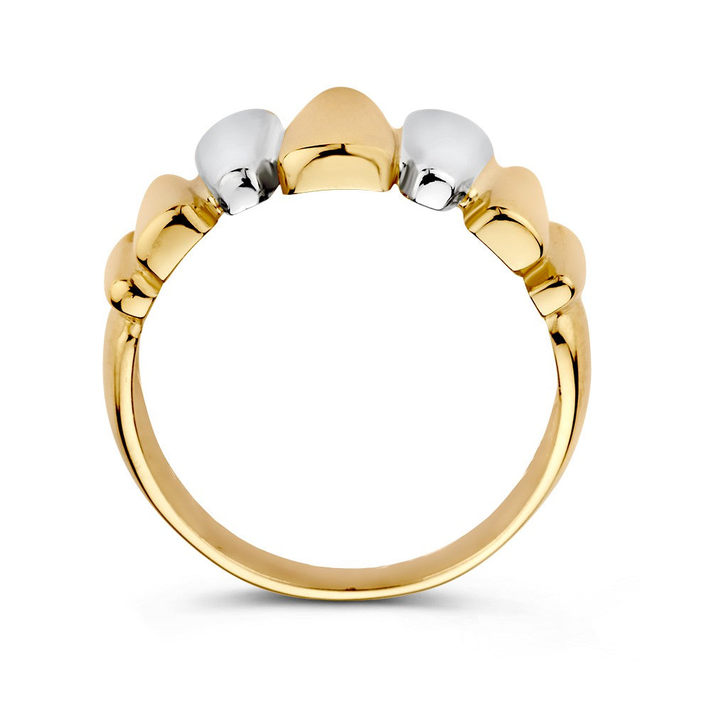 Anillo de mujer bicolor de 14 quilates – lujo y elegancia en oro amarillo y oro blanco