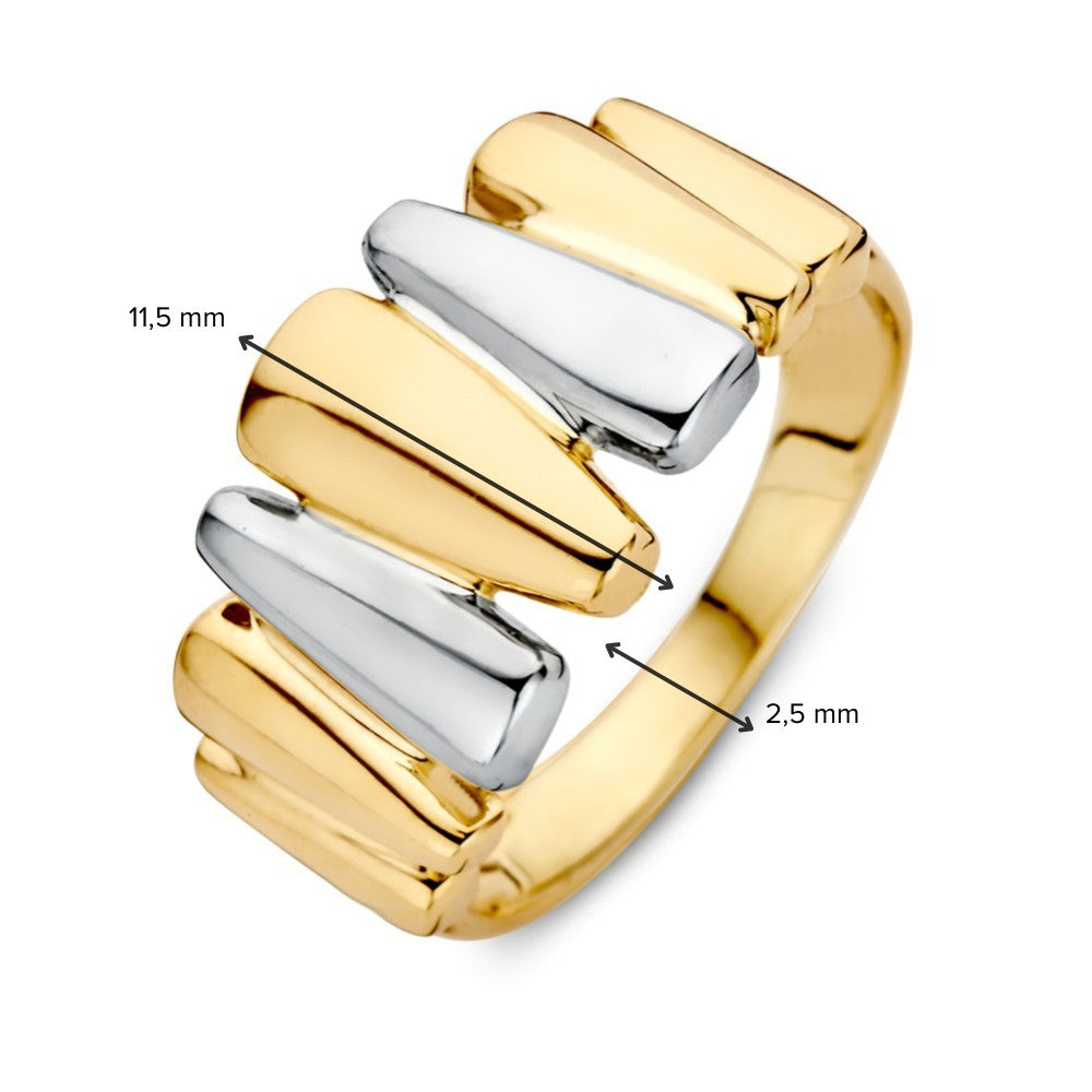 Anillo de mujer bicolor de 14 quilates – lujo y elegancia en oro amarillo y oro blanco