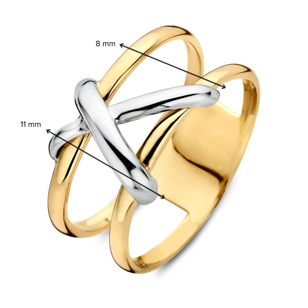 Anillo de mujer bicolor de 14 quilates – lujo y elegancia en oro amarillo y oro blanco