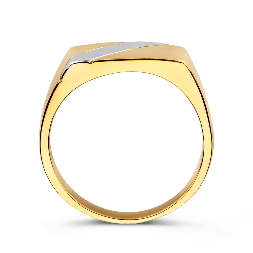 Anillo de hombre bicolor en oro amarillo y oro blanco – Diseño lujoso y duradero