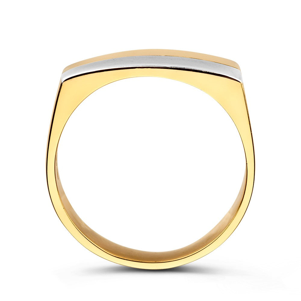 Anillo de hombre bicolor de oro blanco y oro amarillo – Diseño elegante y robusto