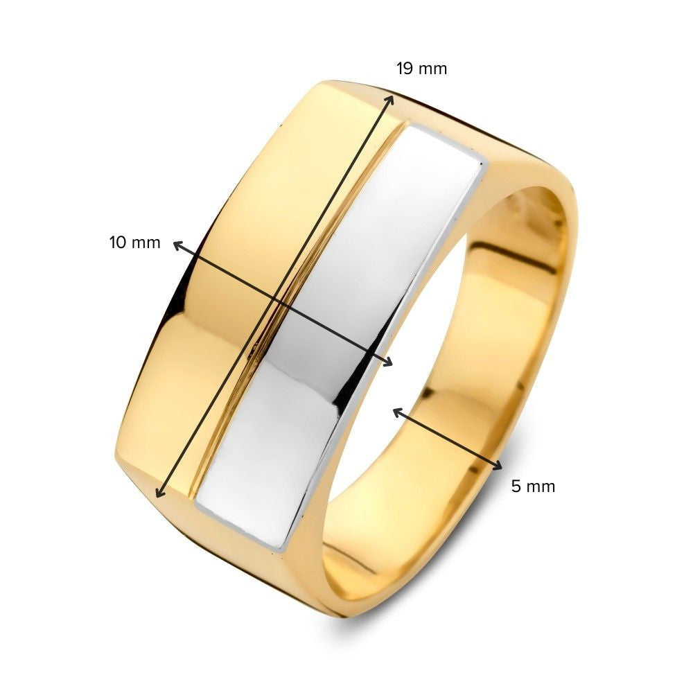 Anillo de hombre bicolor de oro blanco y oro amarillo – Diseño elegante y robusto