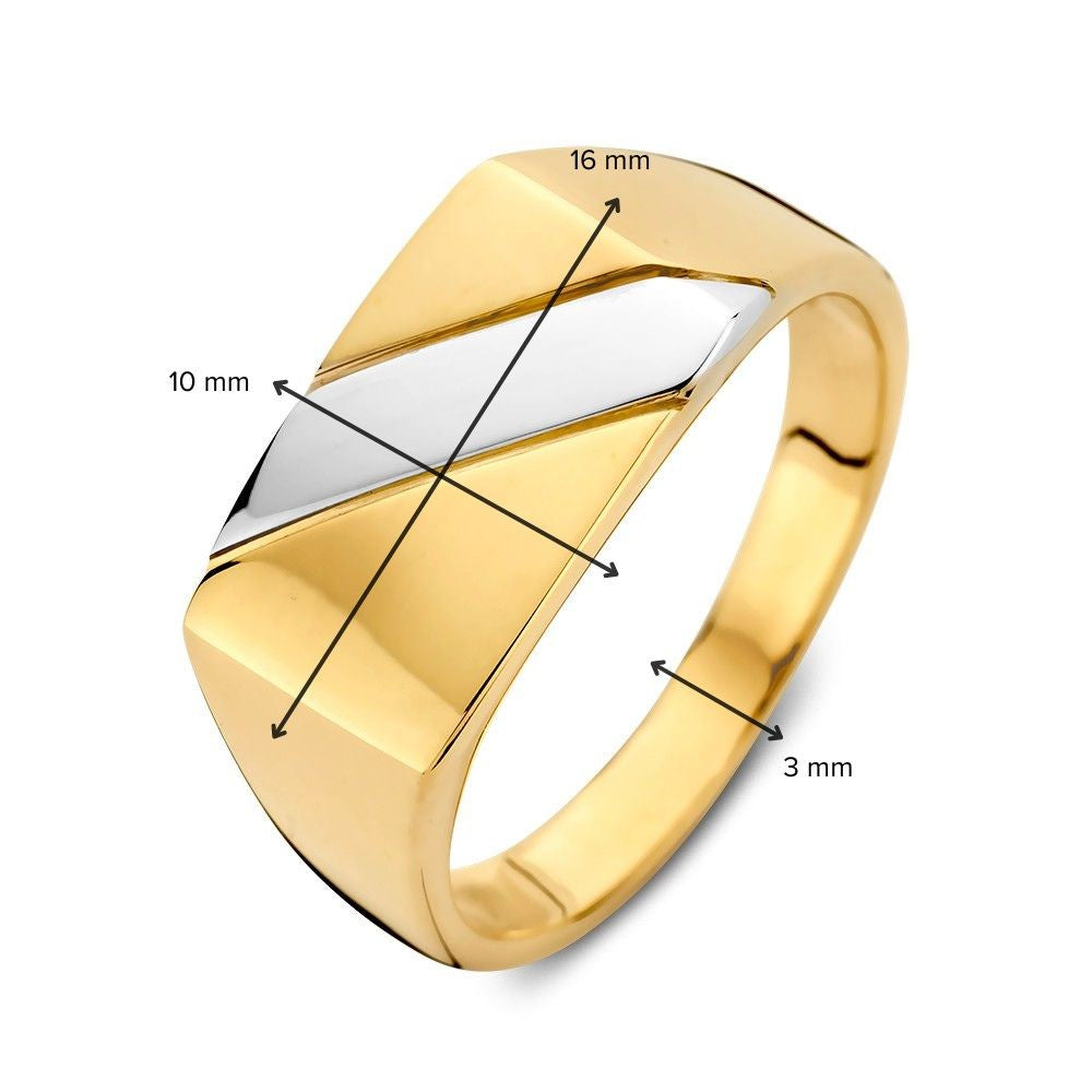 Anillo de hombre bicolor en oro amarillo y oro blanco – Diseño lujoso y duradero