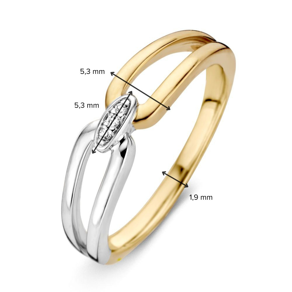 Anillo de mujer bicolor de 14 quilates con diamante – Elegancia y lujo