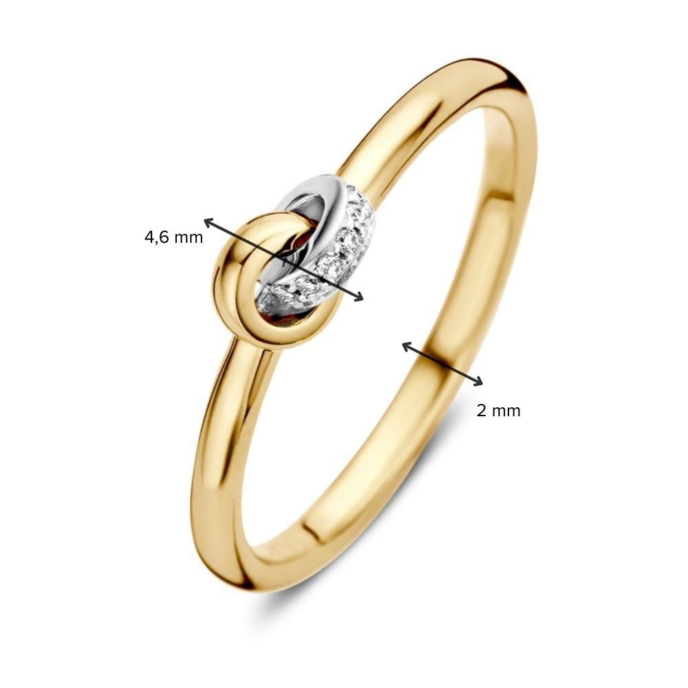 Anillo de mujer bicolor de oro de 14 quilates con diamante tallado en brillante
