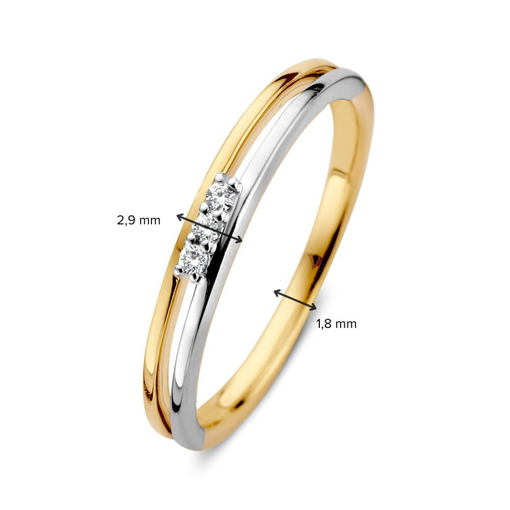 Anillo de oro bicolor de 14 quilates con diamante