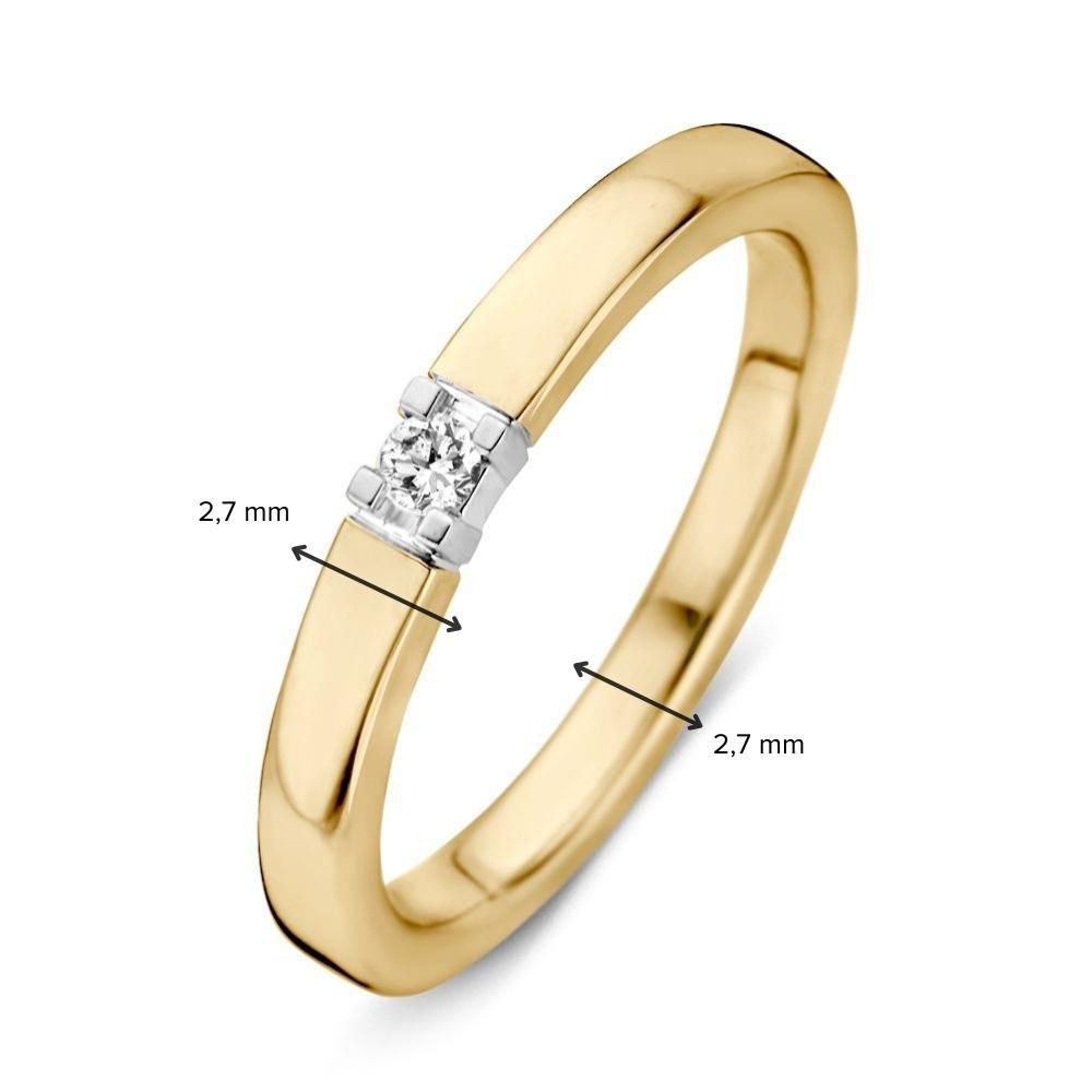 Anillo de mujer bicolor en oro blanco y oro amarillo con diamante brillante de 0.05ct