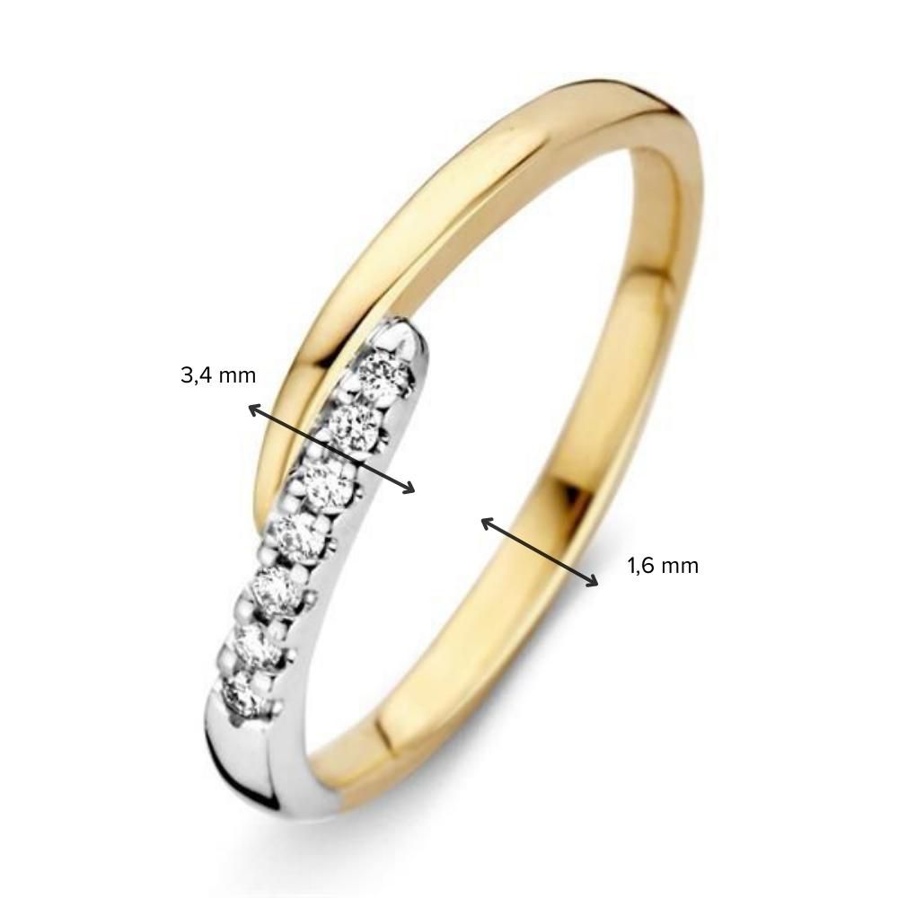 Anillo de mujer bicolor de 14 quilates en oro con diamante tallado en brillante