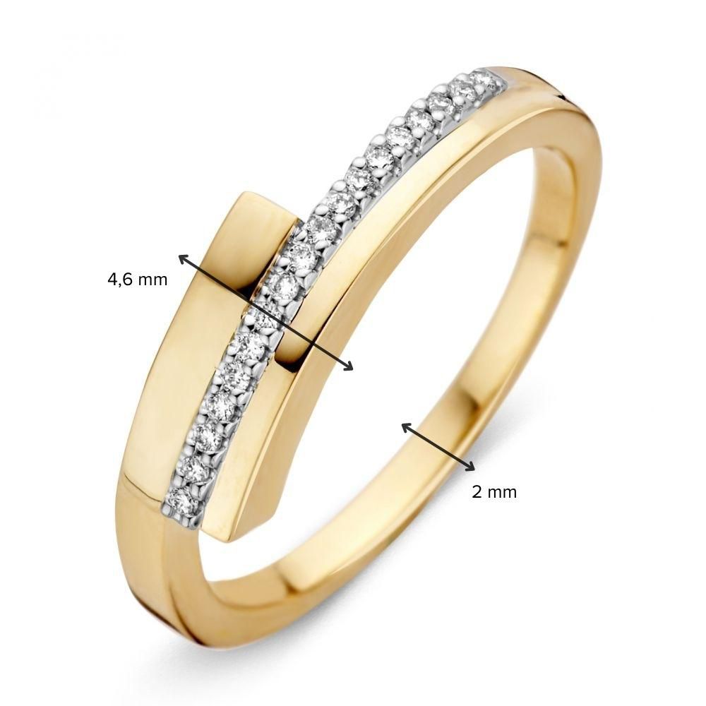 Anillo de mujer bicolor de oro de 14 quilates con diamantes tallados en brillante