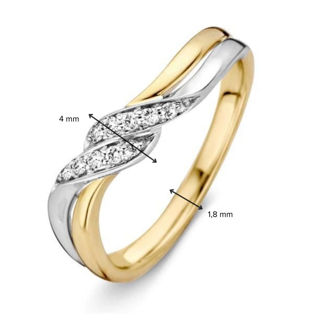 Anillo de oro bicolor de 14 quilates con diamante brillante – Elegancia para de mujer
