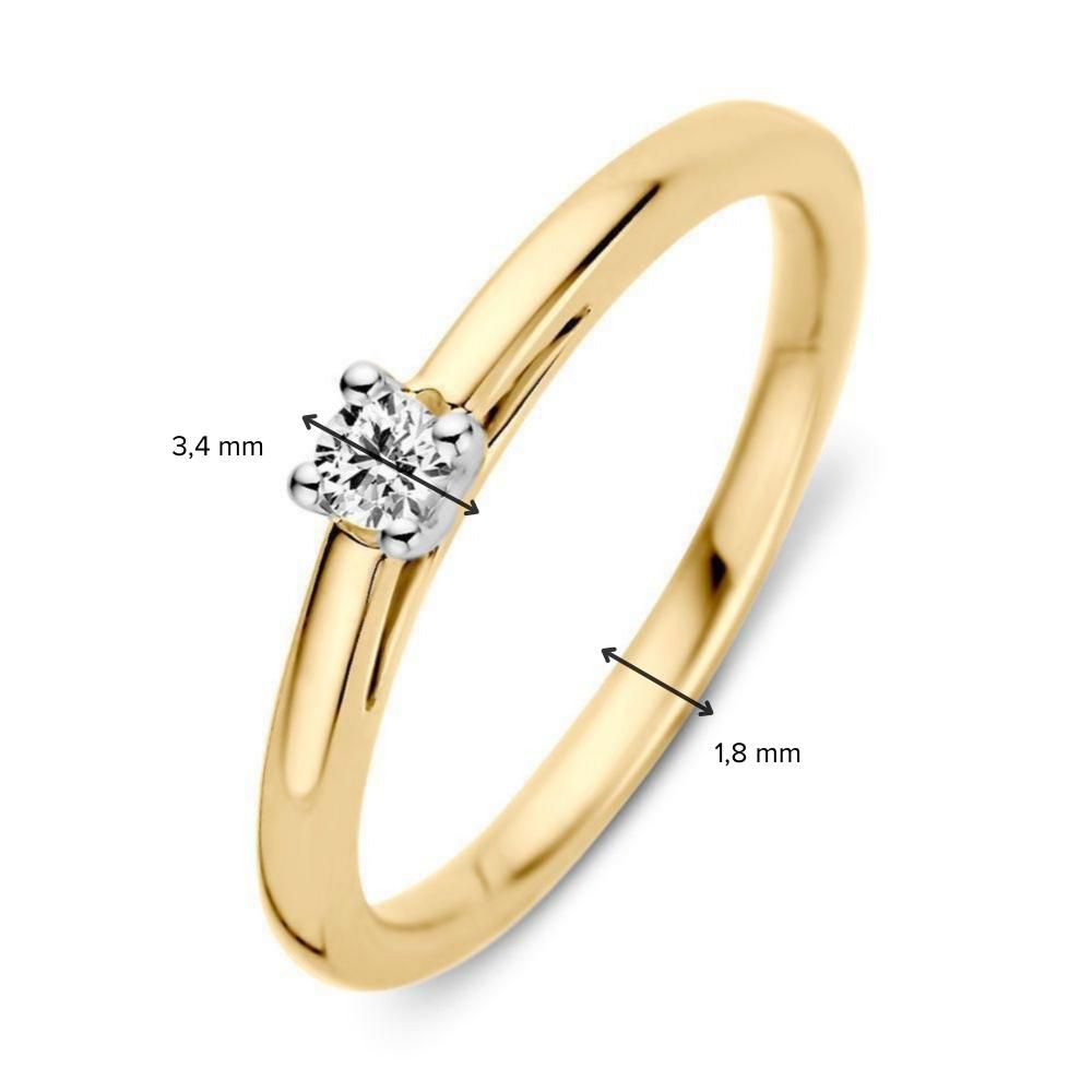 Anillo de oro bicolor de 14 quilates con diamantes tallados en brillante