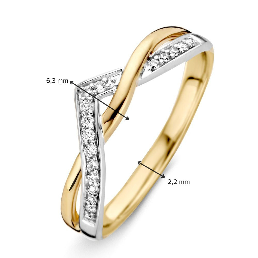 Anillo bicolor brillante 0.10 crt.