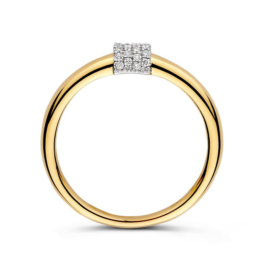 Anillo de oro de 14 quilates con diamante de 0.10ct – Elegante oro amarillo/blanco