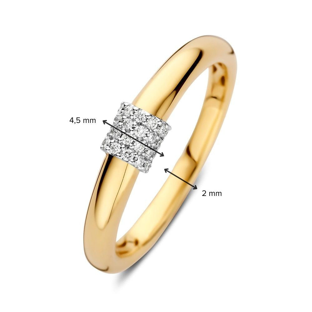 Anillo de oro de 14 quilates con diamante de 0.10ct – Elegante oro amarillo/blanco