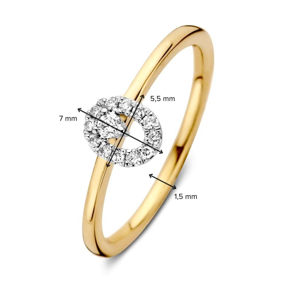Anillo de oro amarillo y oro blanco de 14 quilates con diamantes tallados en brillante
