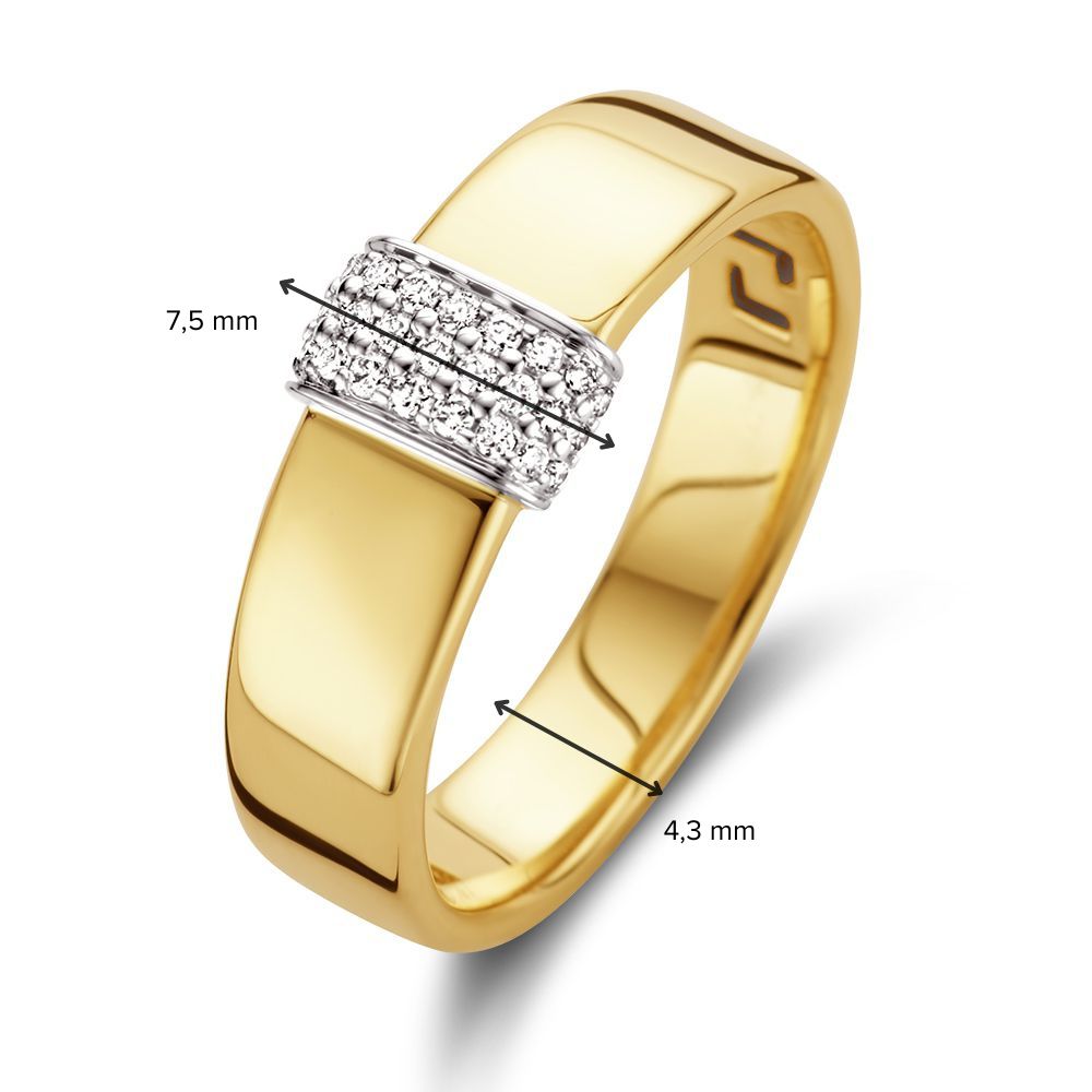 Anillo de oro amarillo de 14 quilates con pieza central de diamantes