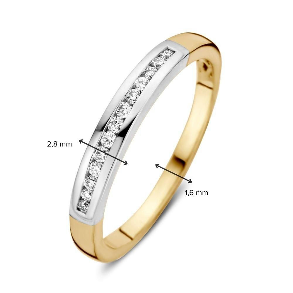 Anillo de mujer bicolor en oro amarillo y oro blanco con 0.12 ct de diamante