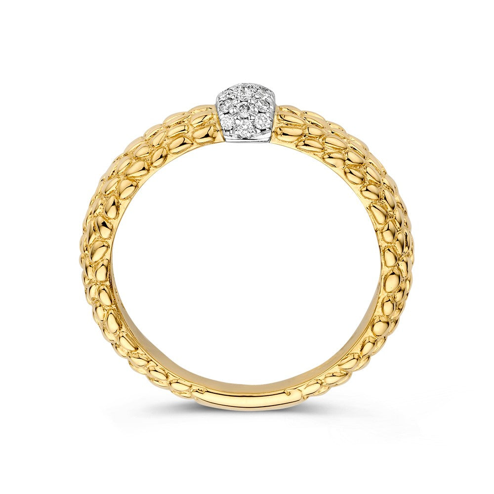 Anillo bicolor brillante 0.14 crt.