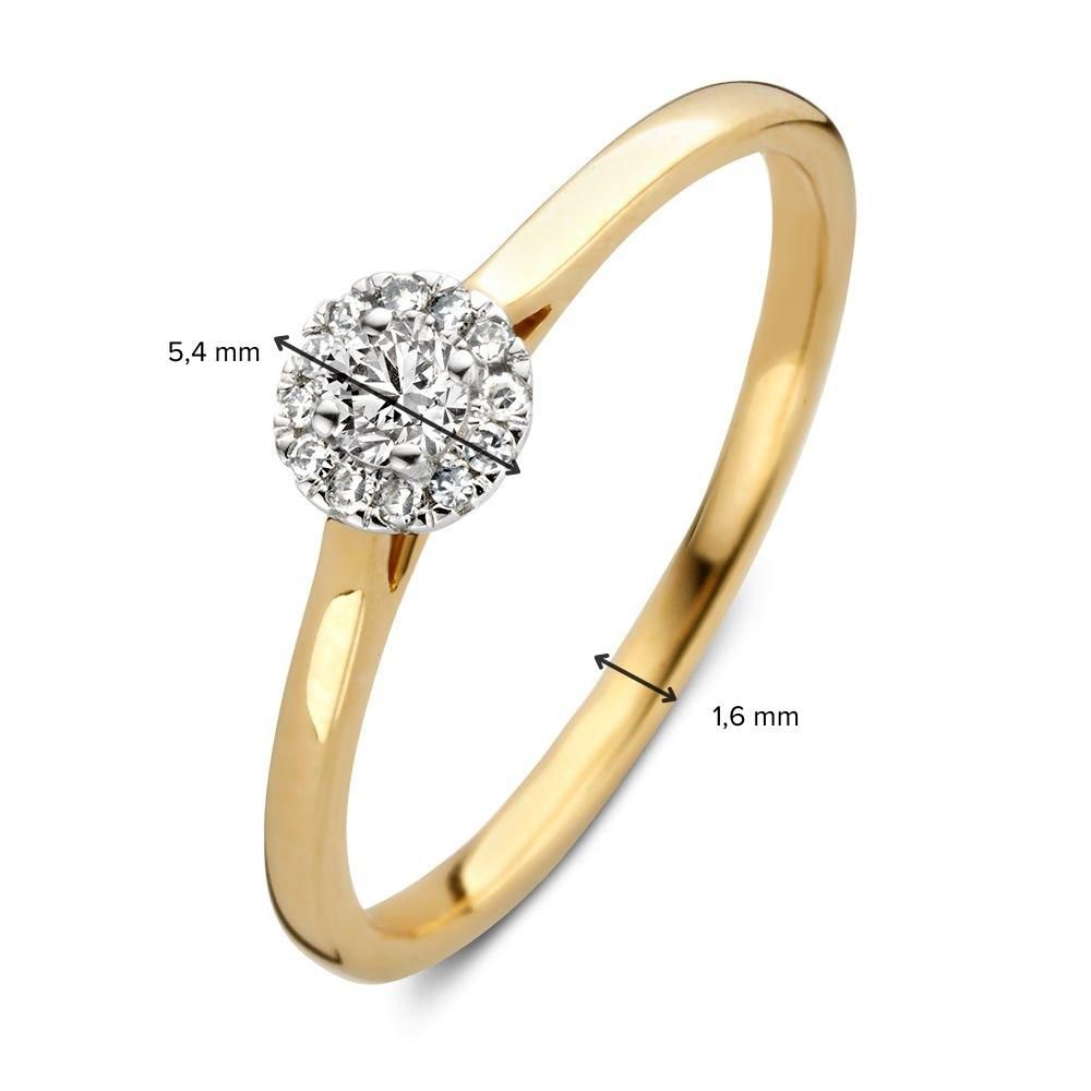 Anillo de mujer de oro amarillo y oro blanco con 0.15 ct de diamantes brillantes