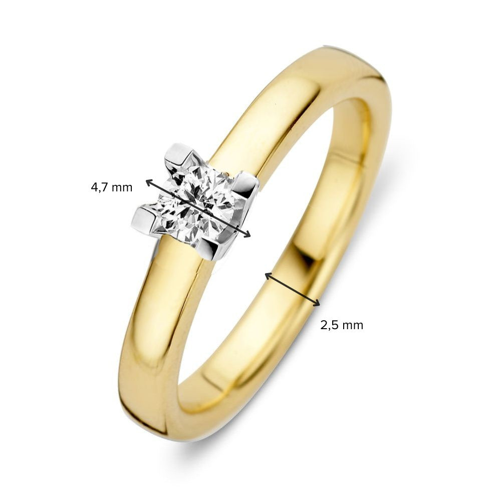 Anillo bicolor con brillante 0.19 crt.