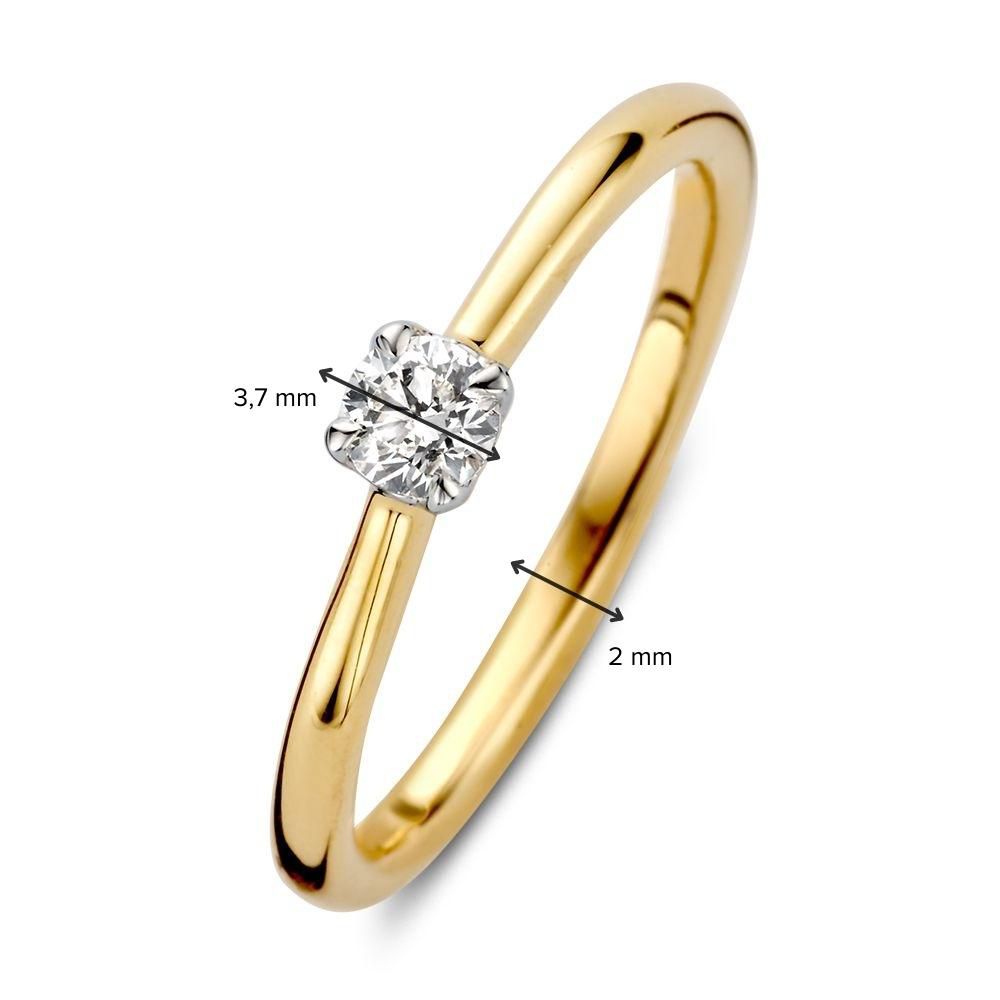 Anillo solitario bicolor de oro con brillante – 0.20 quilates