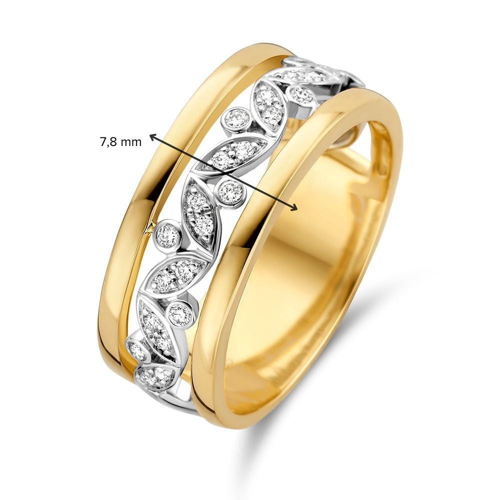 Anillo Bicolor de Oro con Diamante – 0.20 Quilates