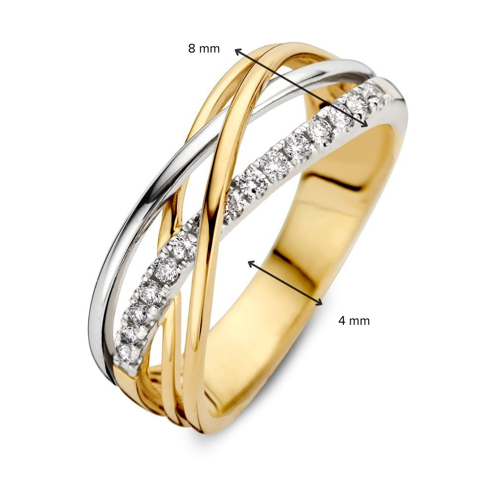 Anillo bicolor de oro blanco y oro amarillo con diamantes – 0.20 quilates