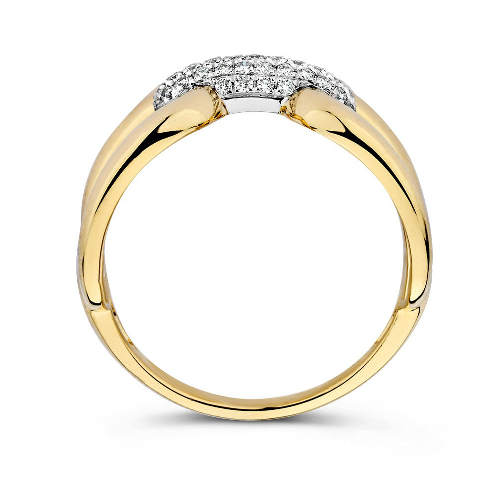 Anillo bicolor de oro amarillo y oro blanco con diamante brillante – 0,22 ct