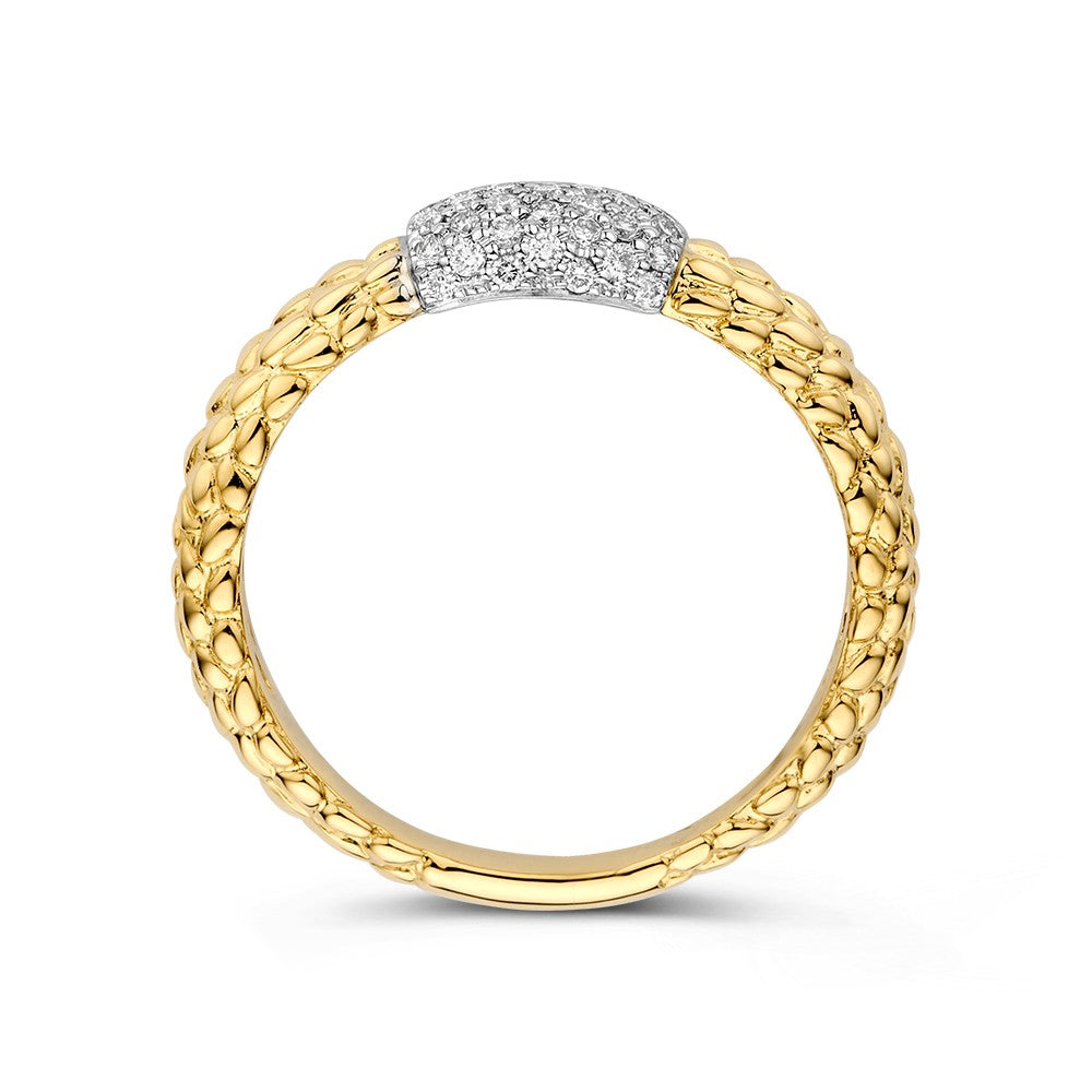 Anillo bicolor brillante 0.22 crt.