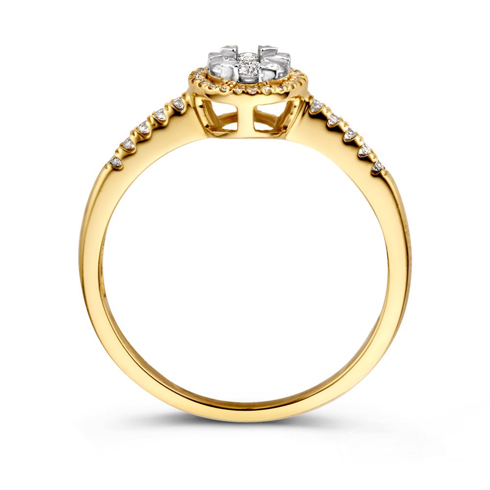 Anillo de mujer bicolor de diamantes con diamante ovalado de 0.24ct en oro amarillo/oro blanco de 14 quilates