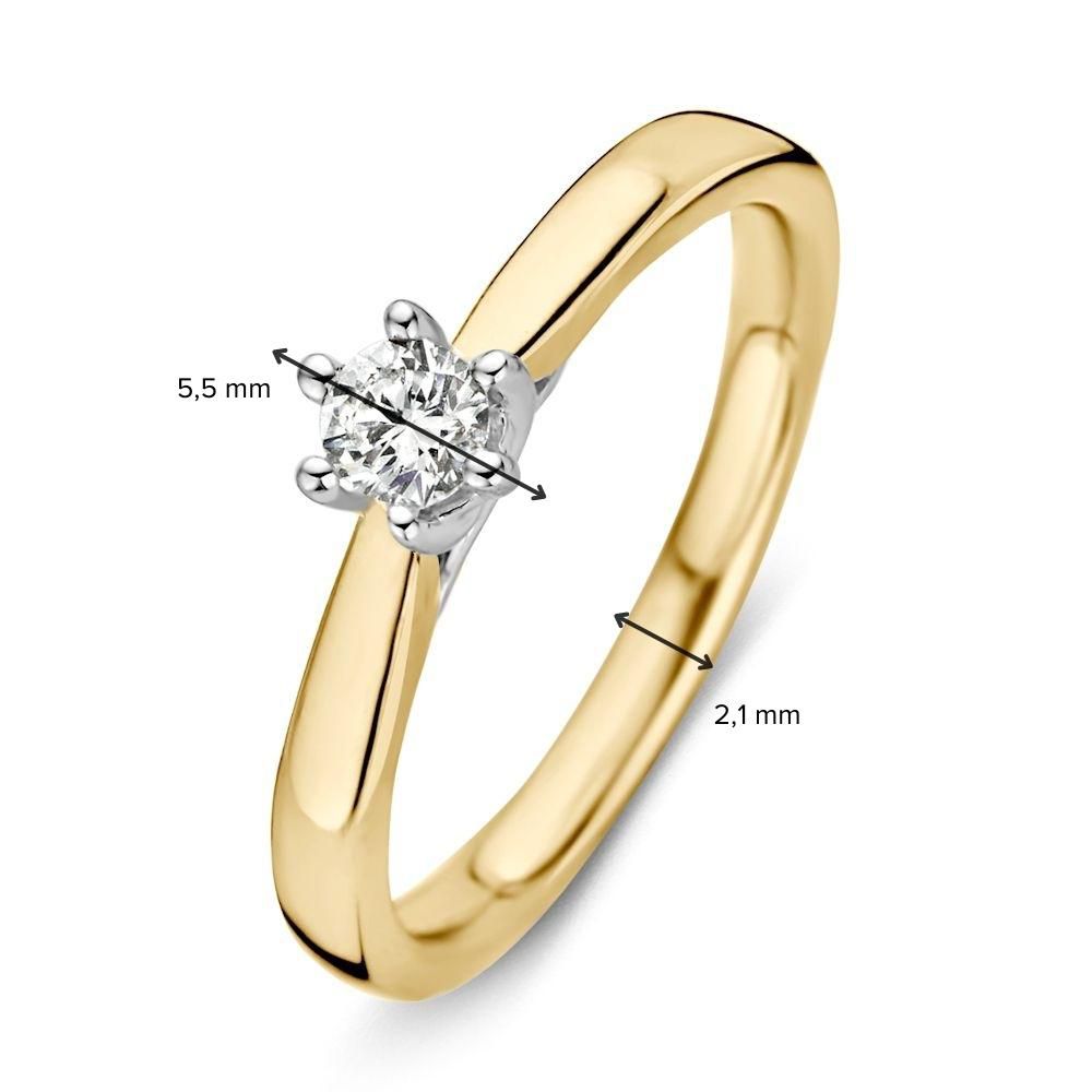 Anillo bicolor de oro amarillo y oro blanco con diamante – 0,24 ct