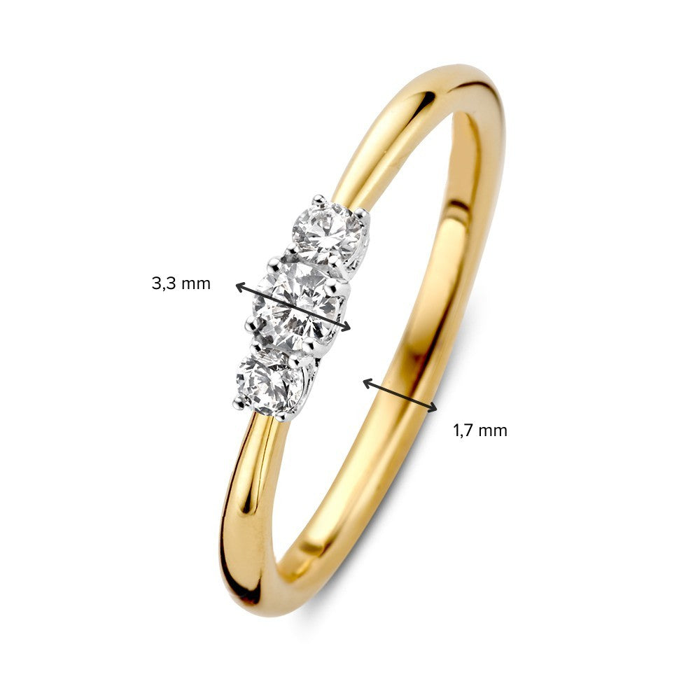 Elegante Anillo Bicolor de Tres Piedras con Diamantes – 0,24 ct