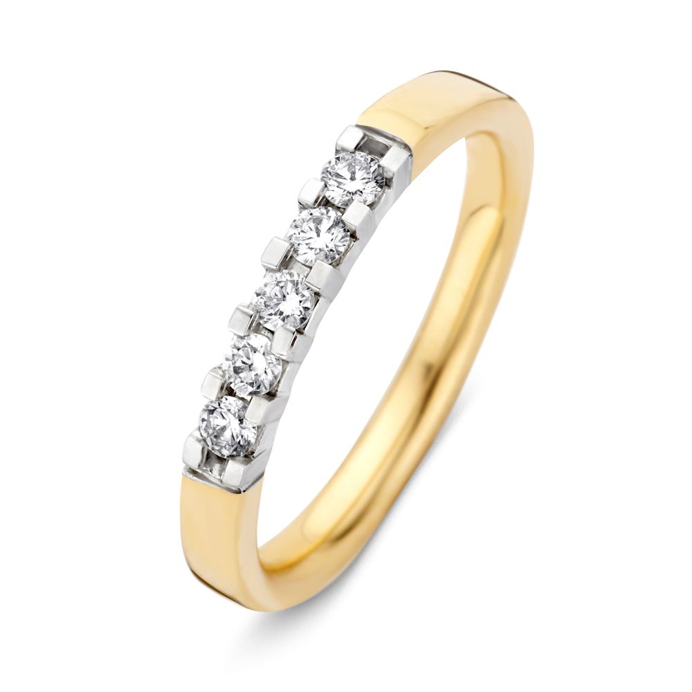 Anillo bicolor refinado con diamantes de 0,25 quilates en la parte superior.