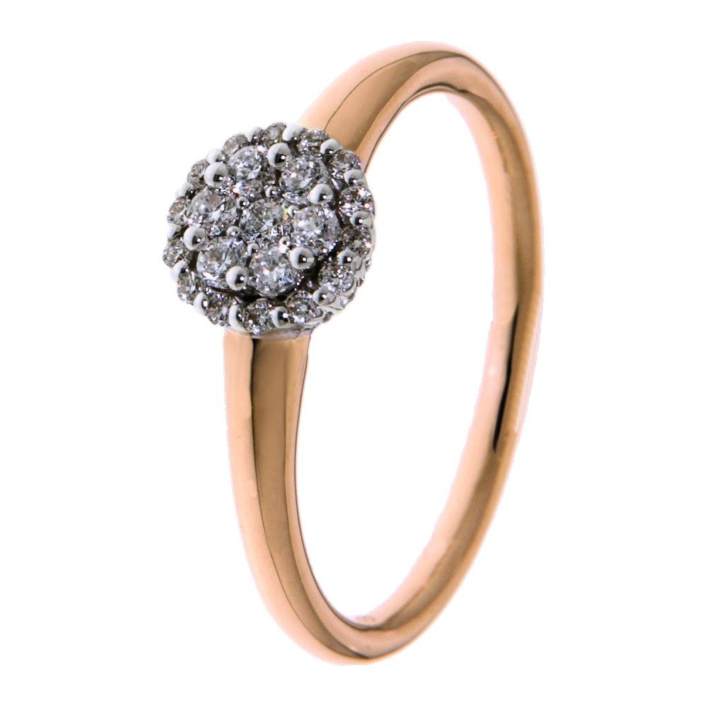 Anillo bicolor de oro blanco y rosa con un brillante de 0,25 quilates.