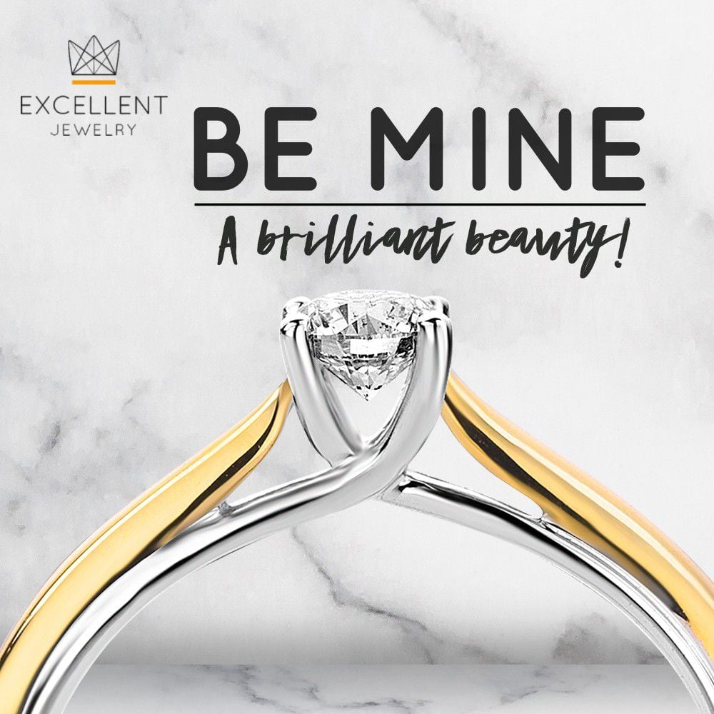 Elegante Anillo de Oro Amarillo y Oro Blanco con 0,25 Quilates de Diamante Brillante