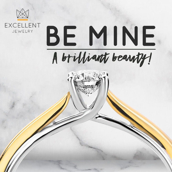 Elegante Geel- en Witgouden Ring met 0,25 Caraat Briljant Diamant