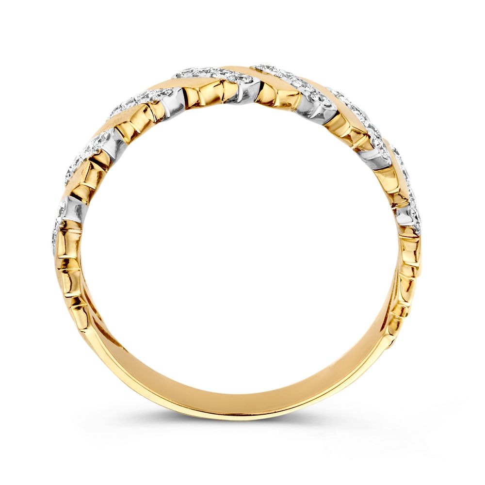 Anillo de mujer bicolor en oro amarillo y oro blanco con diamante de 0,30 crt