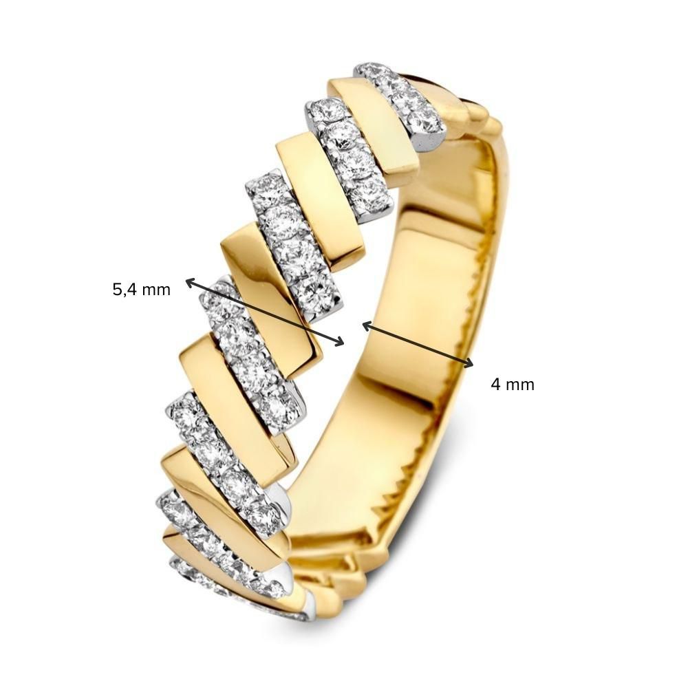 Anillo de mujer bicolor en oro amarillo y oro blanco con diamante de 0,30 crt