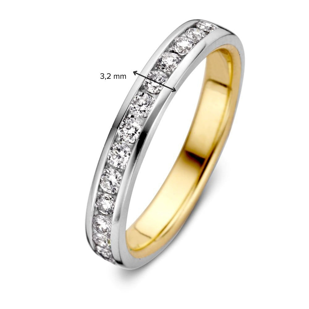 Anillo bicolor de oro blanco y oro amarillo con diamante brillante – 0.32 crt