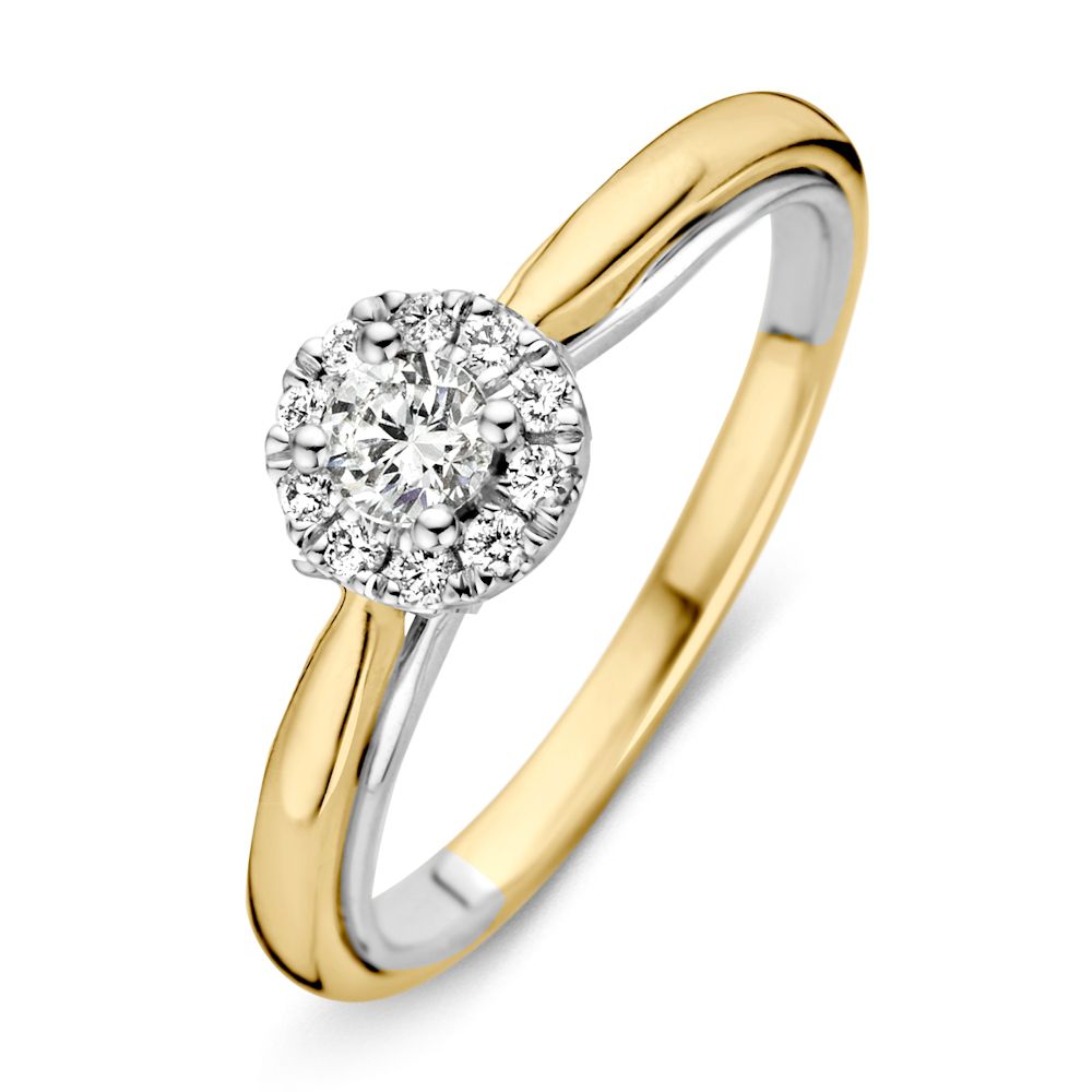 Anillo bicolor con diamantes y brillo brillante de 0.33 crt.
